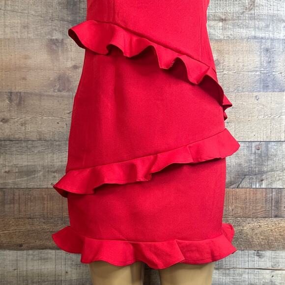 Saints + Secrets Frilled To Meet You Mini Dress Sleeveless Red SZ Large NWT - Picture 4 of 11